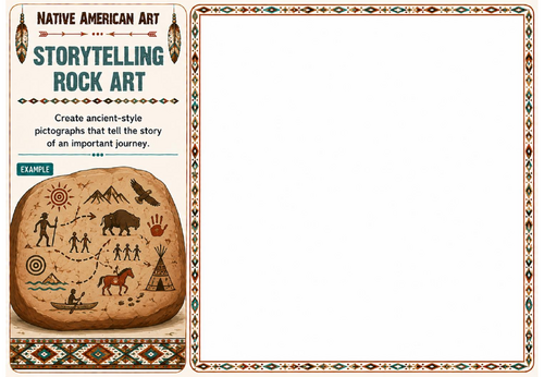 Storytelling Rock Art Worksheet | Native American Art | KS2 KS3 Cultural Art Activity