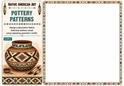 Pottery Patterns Worksheet | Native American Art | KS2 KS3 Decorative Pottery Design Activity