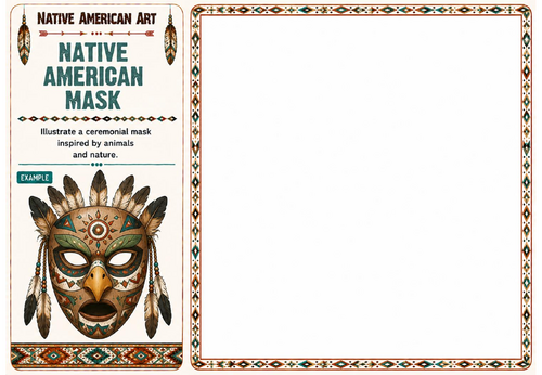 Native American Mask Worksheet | KS2 KS3 Cultural Art Activity | Decorative Mask Design