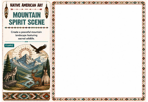 Mountain Spirit Scene Worksheet | Native American Art | KS2 KS3 Landscape Drawing Activity