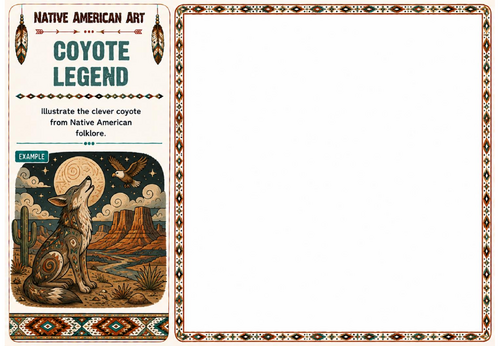 Coyote Legend Worksheet | Native American Art | KS2 KS3 Mythology Drawing Activity