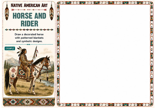 Horse and Rider Worksheet | Native American Art | KS2 KS3 Cultural Drawing Activity