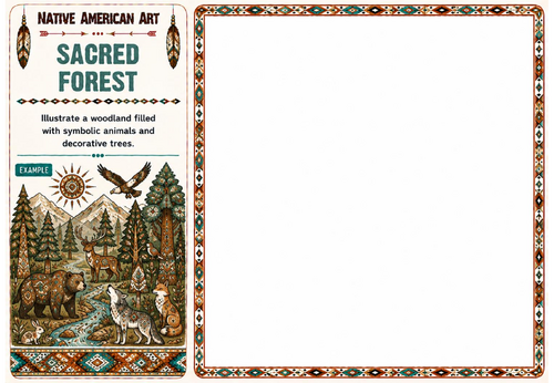 Sacred Forest Worksheet | Native American Art | KS2 KS3 Woodland Drawing Activity