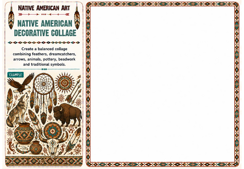 Native American Decorative Collage Worksheet | KS2 KS3 Cultural Art Activity