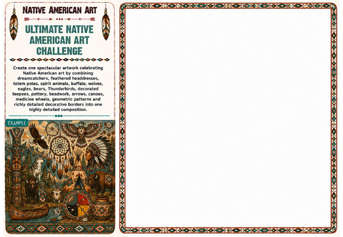 Ultimate Native American Art Challenge Worksheet | KS2 KS3 Native American Art Project | Cultural Dr