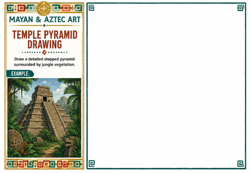 Temple Pyramid Drawing Worksheet | Mayan & Aztec Art | Jungle Landscape Art Activity | KS2 KS3