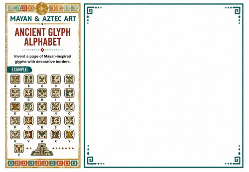 Ancient Glyph Alphabet Worksheet | Mayan & Aztec Art | Mayan Writing Activity | KS2 KS3