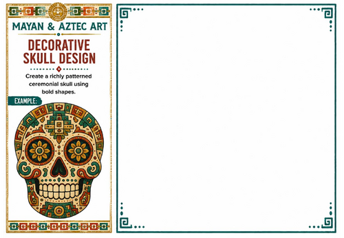 Decorative Skull Design Worksheet | Mayan & Aztec Art | Pattern Art Activity | KS2 KS3
