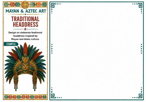 Traditional Headdress Worksheet | Mayan & Aztec Art | Feather Design Activity | KS2 KS3 Art