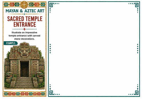 Sacred Temple Entrance Worksheet | Mayan & Aztec Art | Ancient Architecture Drawing | KS2 KS3
