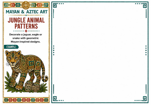 Jungle Animal Patterns Worksheet | Mayan & Aztec Art | Pattern Drawing Activity | KS2 KS3