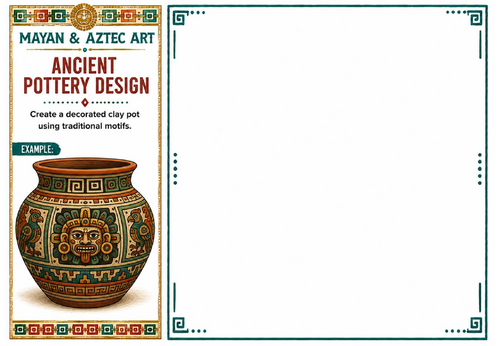 Ancient Pottery Design Worksheet | Mayan & Aztec Art | Decorative Pottery Activity | KS2 KS3
