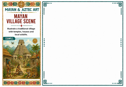 Mayan Village Scene Worksheet | Mayan & Aztec Art | Ancient Civilisation Drawing Activity | KS2 KS3