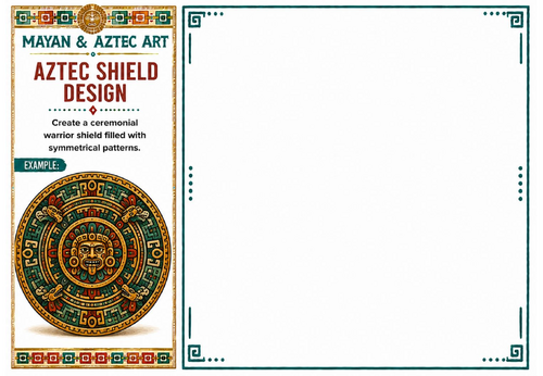 Aztec Shield Design Worksheet | Mayan & Aztec Art | Warrior Shield Pattern Activity | KS2 KS3