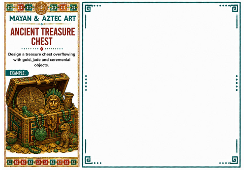Ancient Treasure Chest Worksheet | Mayan & Aztec Art | Treasure Drawing Activity | KS2 KS3