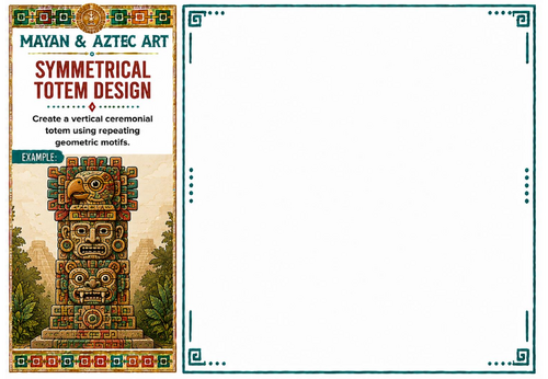 Symmetrical Totem Design Worksheet | Mayan & Aztec Art | Geometric Pattern Activity | KS2 KS3