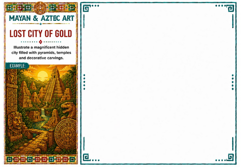 Lost City of Gold Worksheet | Mayan & Aztec Art | Ancient City Drawing Activity | KS2 KS3
