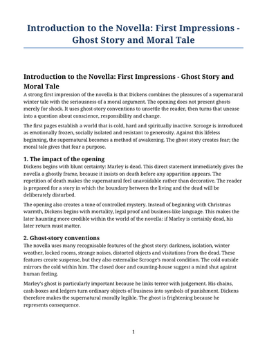 A Christmas Carol – Ghost Story and Moral Tale
