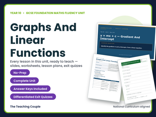 Year 10 Graphs Linear Functions | GCSE Foundation Maths | 6 Lessons + Answers