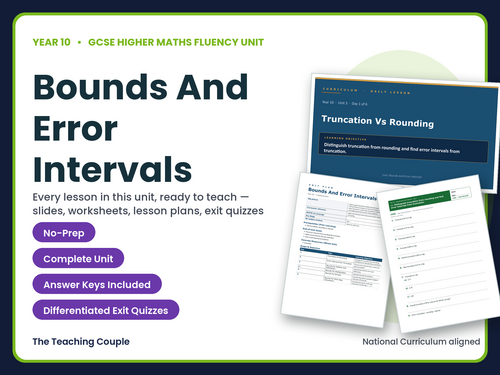 Year 10 Higher Bounds Error Intervals | GCSE Higher Maths | 6 Lessons + Answers