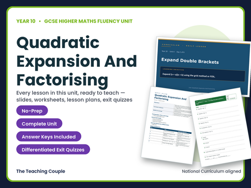 Year 10 Higher Quadratic Expansion Factorising | GCSE Higher Maths | 6 Lessons