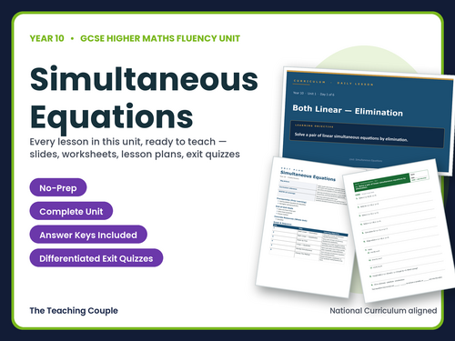 Year 10 Higher Simultaneous Equations | GCSE Higher Maths | 6 Lessons + Answers