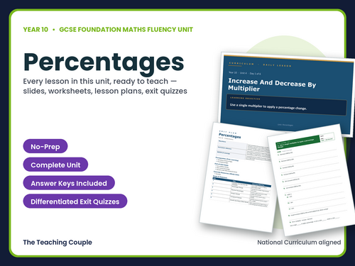 Year 10 Percentages | GCSE Foundation Maths | 6 Lessons + Answers