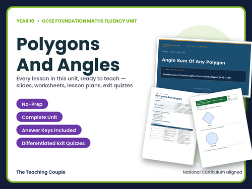 Year 10 Polygons Angles | GCSE Foundation Maths | 6 Lessons + Answers