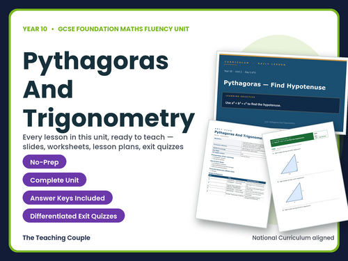 Year 10 Pythagoras Trigonometry | GCSE Foundation Maths | 6 Lessons + Answers