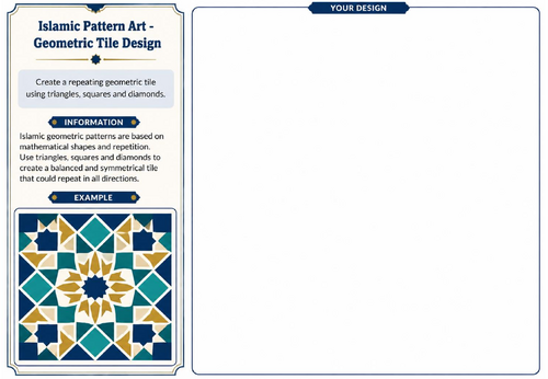 Islamic Pattern Art – Geometric Tile Design Worksheet | KS2 KS3 Art Activity