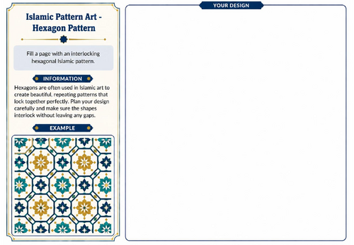 Islamic Pattern Art – Hexagon Pattern Worksheet | KS2 KS3 Art Cover Lesson