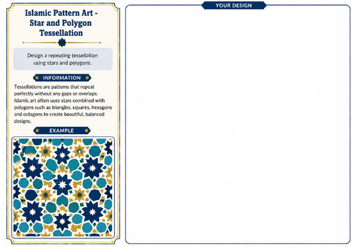 Islamic Pattern Art – Star and Polygon Tessellation Worksheet | KS2 KS3 Art