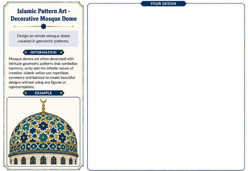 Islamic Pattern Art – Decorative Mosque Dome Worksheet | KS2 KS3 Art Cover Lesson