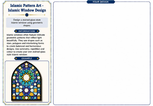 Islamic Pattern Art – Islamic Window Design Worksheet | KS2 KS3 Art Activity