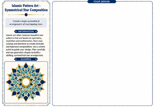 Islamic Pattern Art – Symmetrical Star Composition Worksheet | KS2 KS3 Art Cover Lesson
