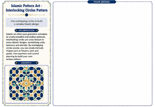 Islamic Pattern Art – Interlocking Circles Pattern Worksheet | KS2 KS3 Art Activity