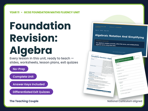 Year 11 Foundation Revision Algebra | GCSE Foundation Maths | 6 Lessons