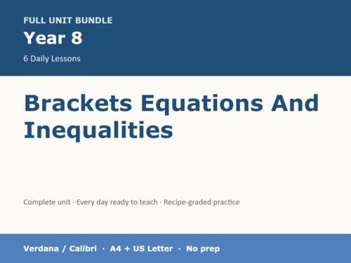 Year 8 Brackets Equations Inequalities | KS3 Maths | 6 Lessons + Answers