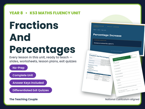 Year 8 Fractions Percentages | KS3 Maths | 6 Lessons + Answers