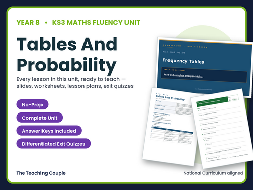 Year 8 Tables Probability | KS3 Maths | 6 Lessons + Answers