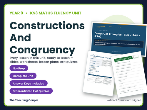 Year 9 Constructions Congruency | KS3 Maths | 5 Lessons + Answers