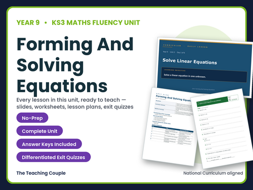 Year 9 Forming Solving Equations | KS3 Maths | 6 Lessons + Answers