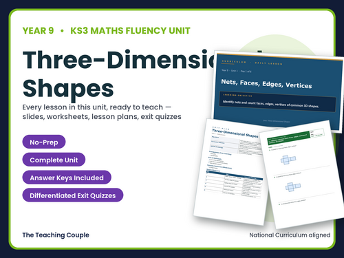 Year 9 Three Dimensional Shapes | KS3 Maths | 6 Lessons + Answers
