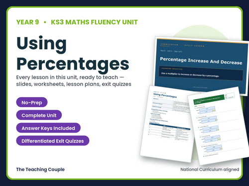 Year 9 Using Percentages | KS3 Maths | 5 Lessons + Answers