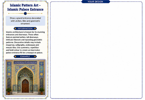 Islamic Pattern Art – Islamic Palace Entrance Worksheet | KS2 KS3 Architecture Art Activity