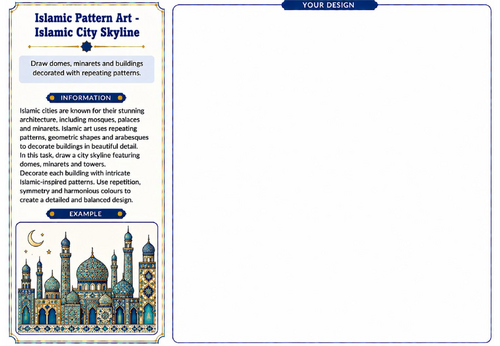 Islamic Pattern Art – Islamic City Skyline Worksheet | KS2 KS3 Art Cover Lesson