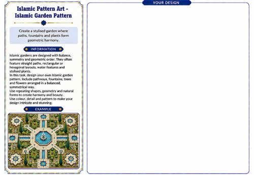 Islamic Pattern Art – Islamic Garden Pattern Worksheet | KS2 KS3 Art Cover Lesson
