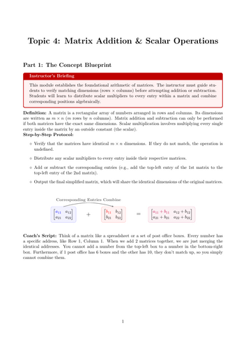 KS5 / AS Level Pure Maths Cover Lesson: Matrix Addition & Scalar Operations (No Prep)