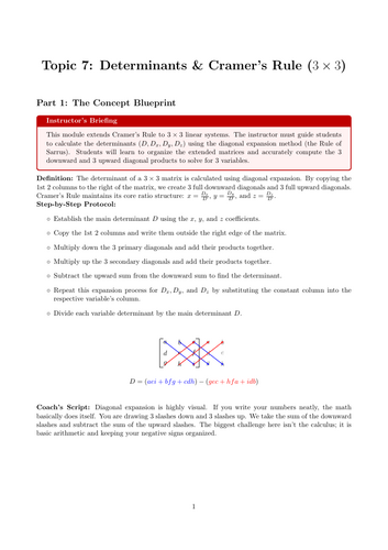 KS5 / AS Level Pure Maths Cover Lesson: Determinants & Cramer's Rule (3 x 3) (No Prep)