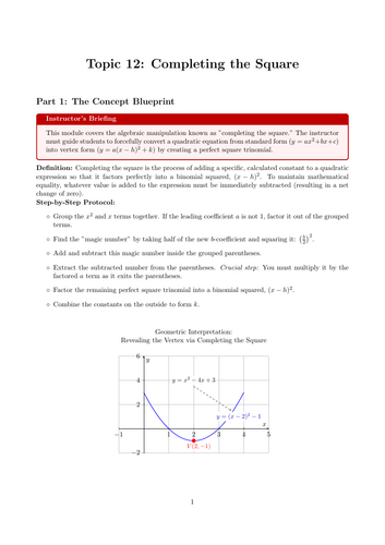 Ready-to-Teach Resource: Completing the Square | Cover Work & Home Learning